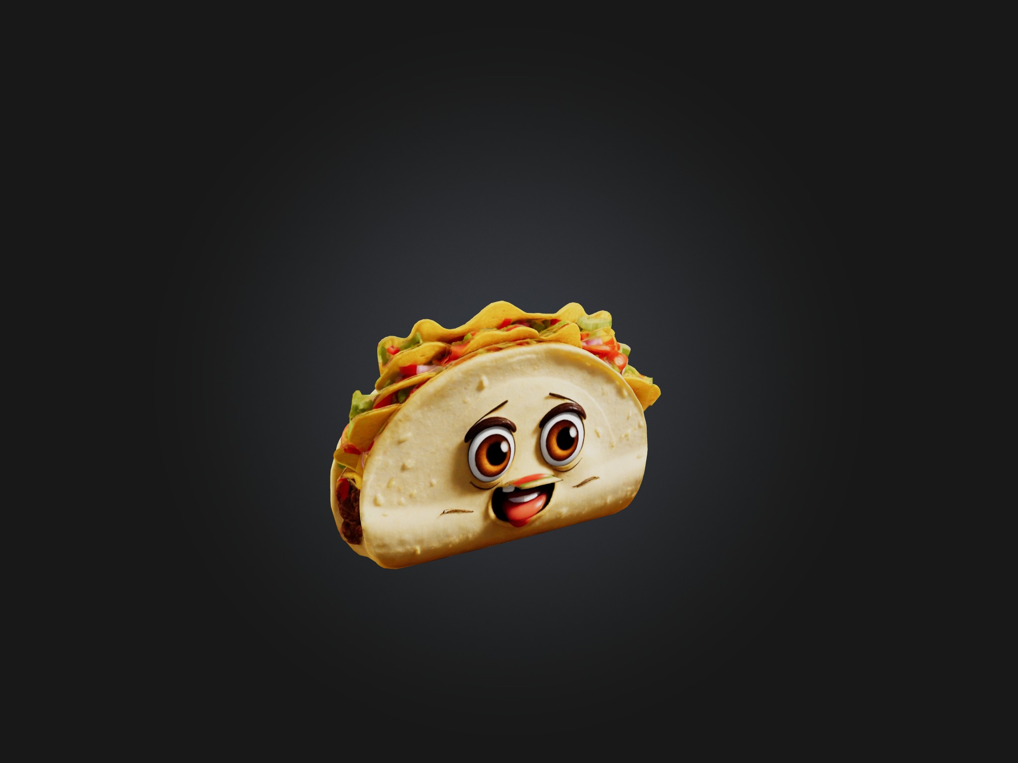 Cartoon Taco Low-poly 3D model_5