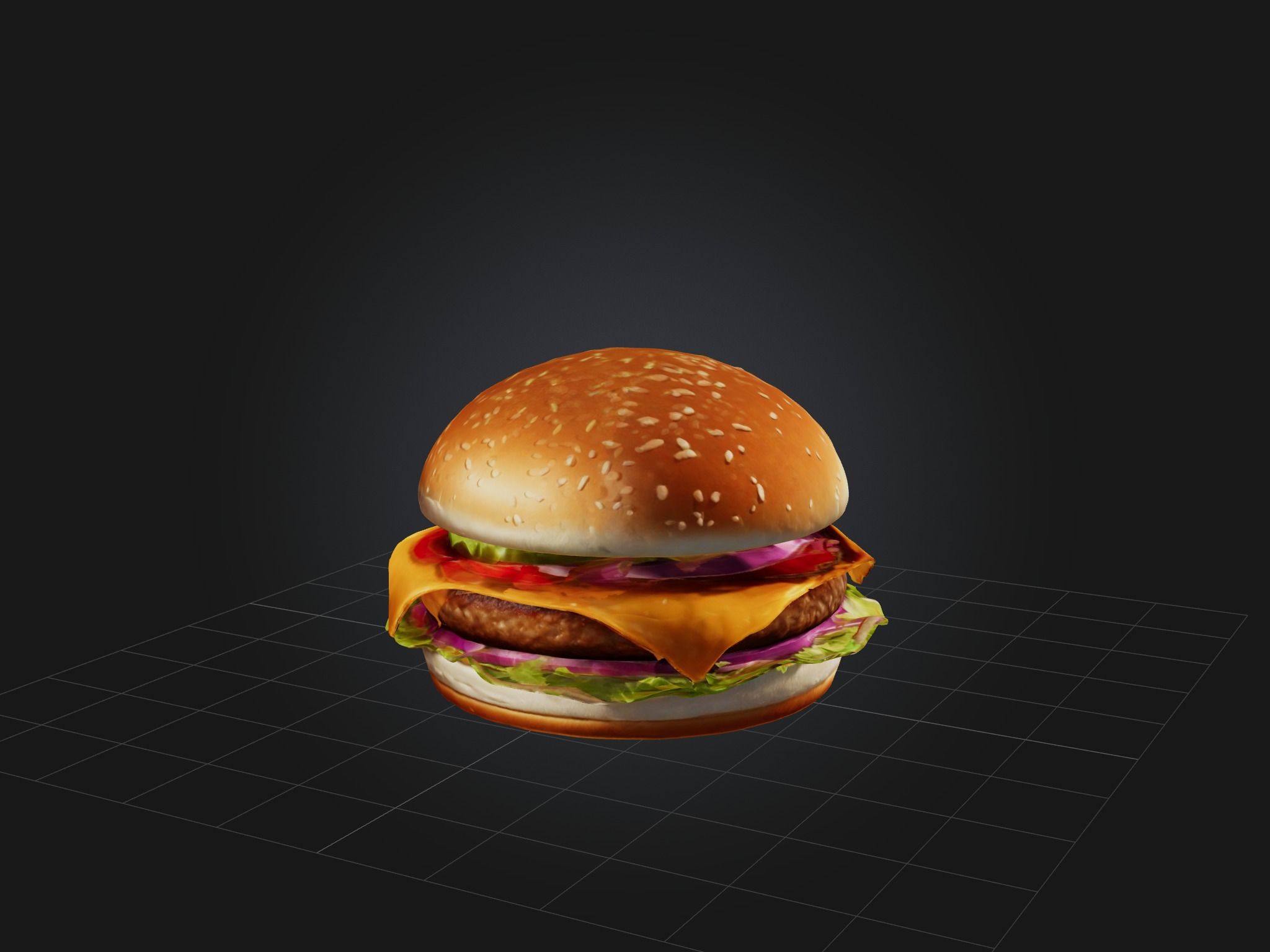 Cartoon Burger Low-poly 3D model_7