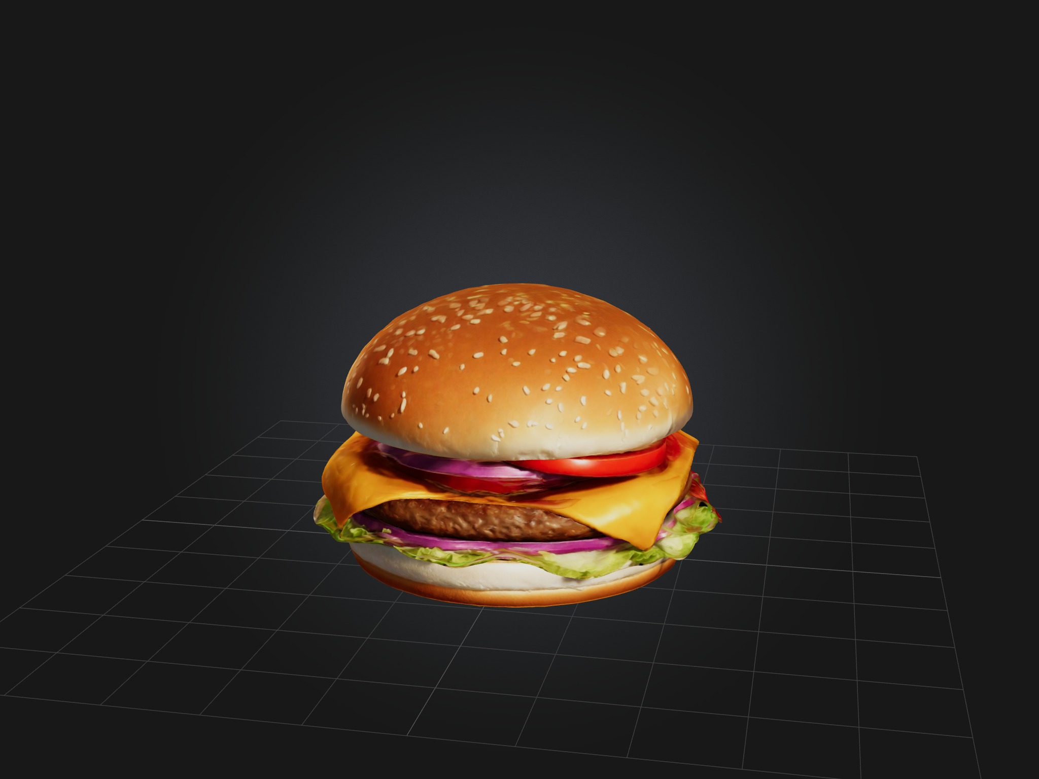 Cartoon Burger Low-poly 3D model_3
