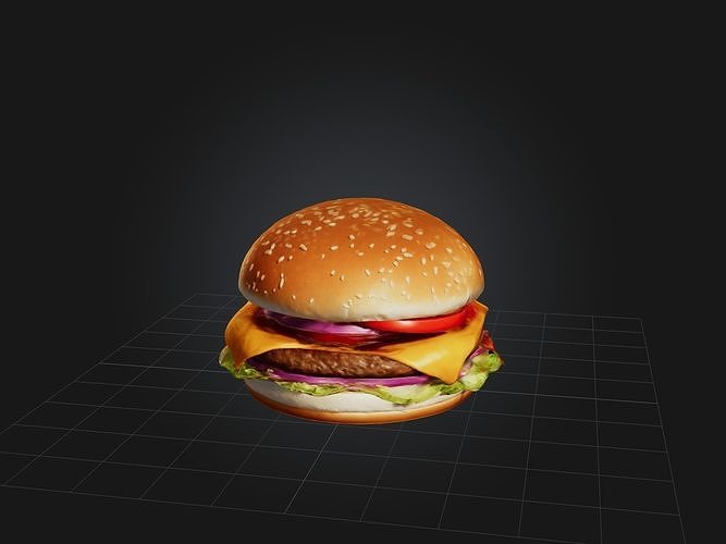 Cartoon Burger Low-poly 3D model 4