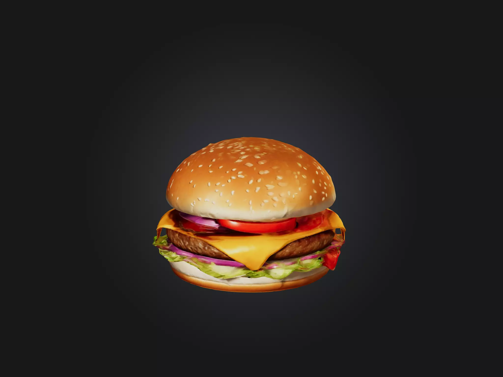 Cartoon Burger Low-poly 3D model_0