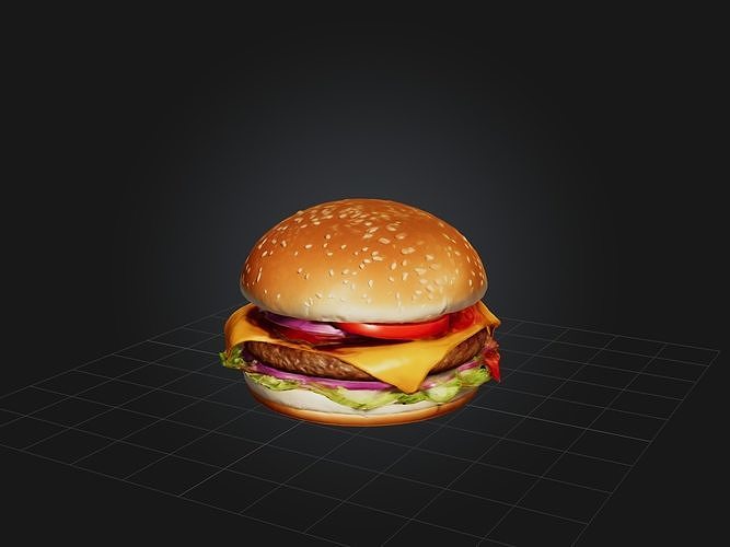 Cartoon Burger Low-poly 3D model 2