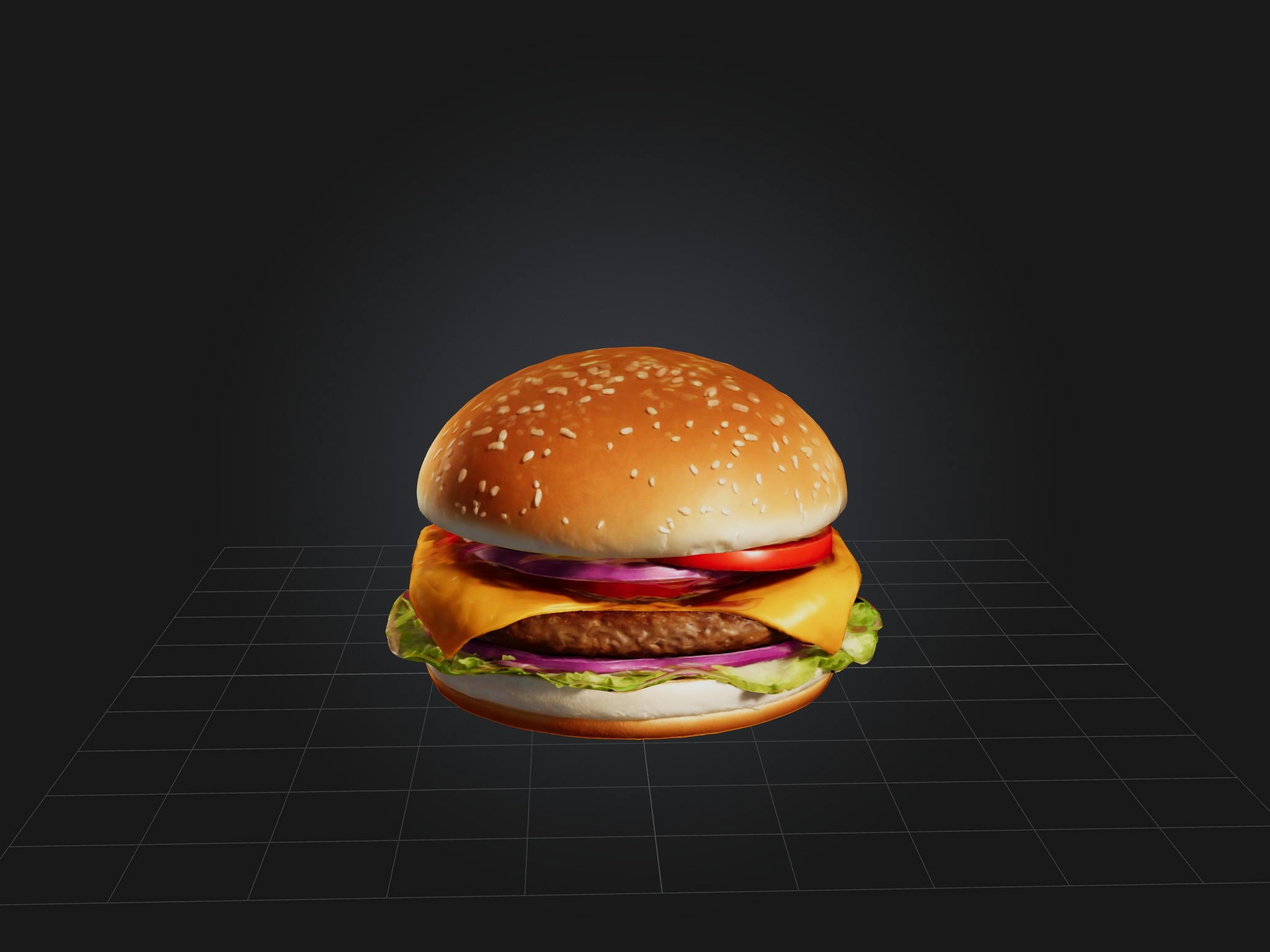 Cartoon Burger Low-poly 3D model_4
