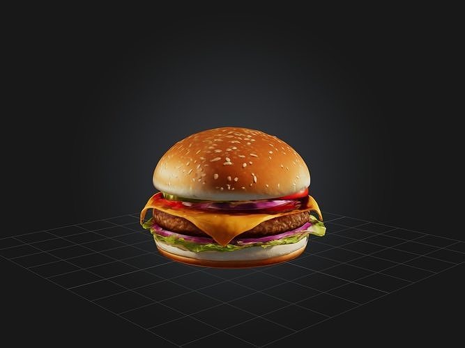 Cartoon Burger Low-poly 3D model 7