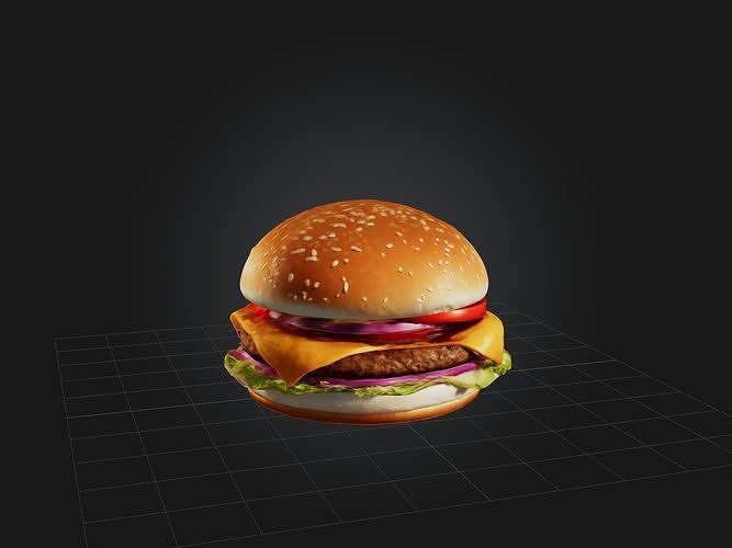Cartoon Burger Low-poly 3D model 6