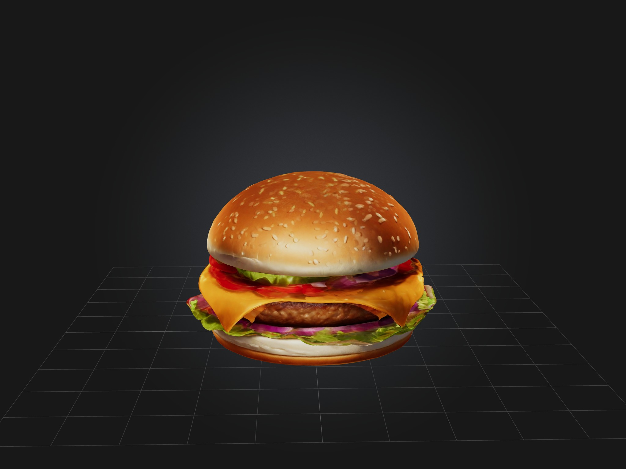 Cartoon Burger Low-poly 3D model_8