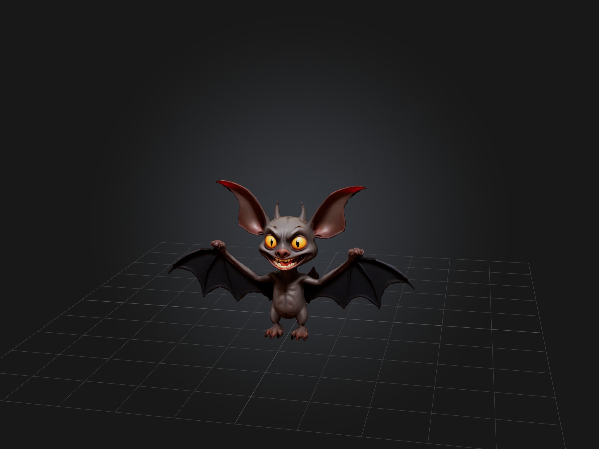 Cartoon Vampire Bat Low-poly 3D model_3