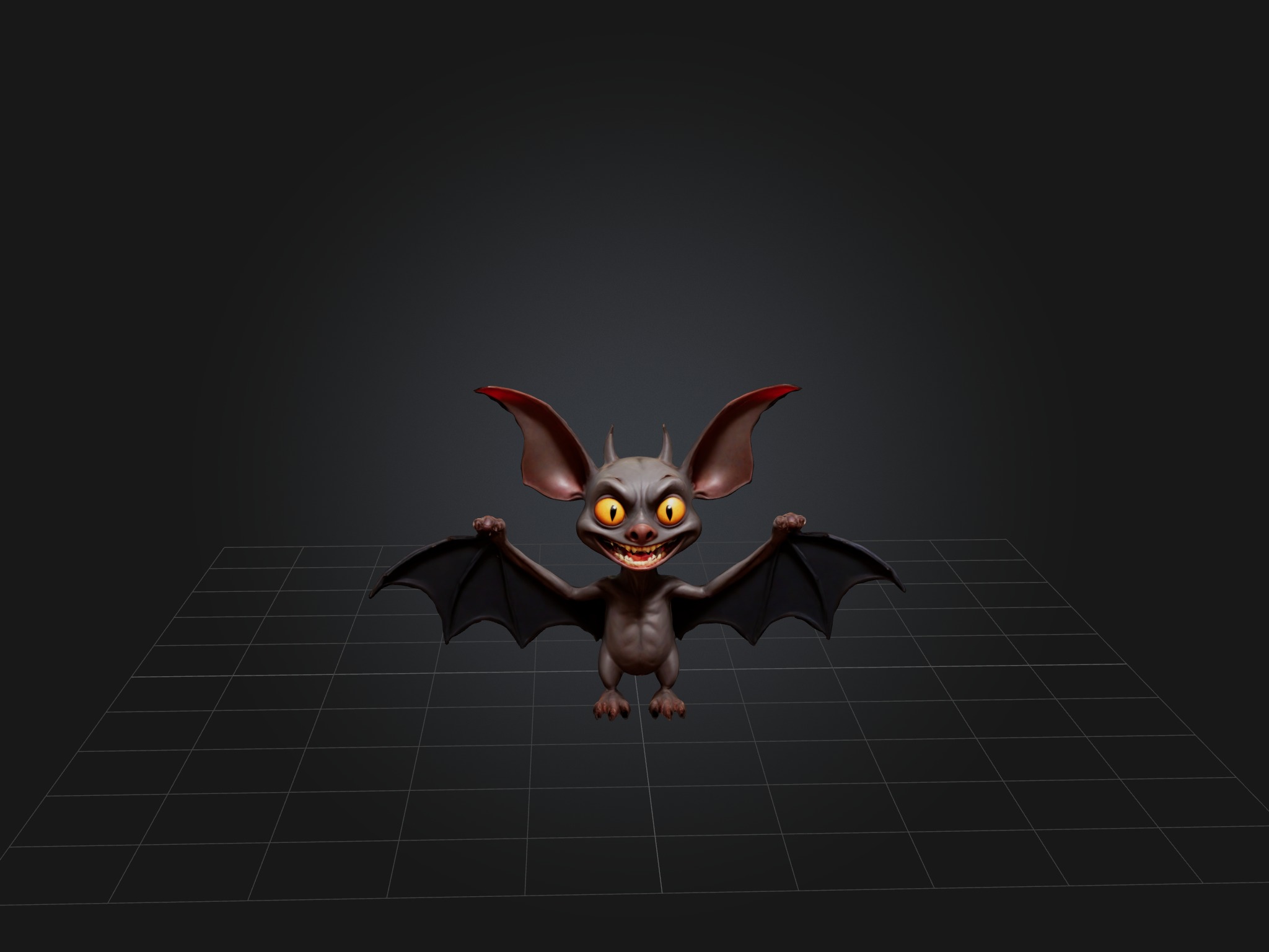 Cartoon Vampire Bat Low-poly 3D model_4