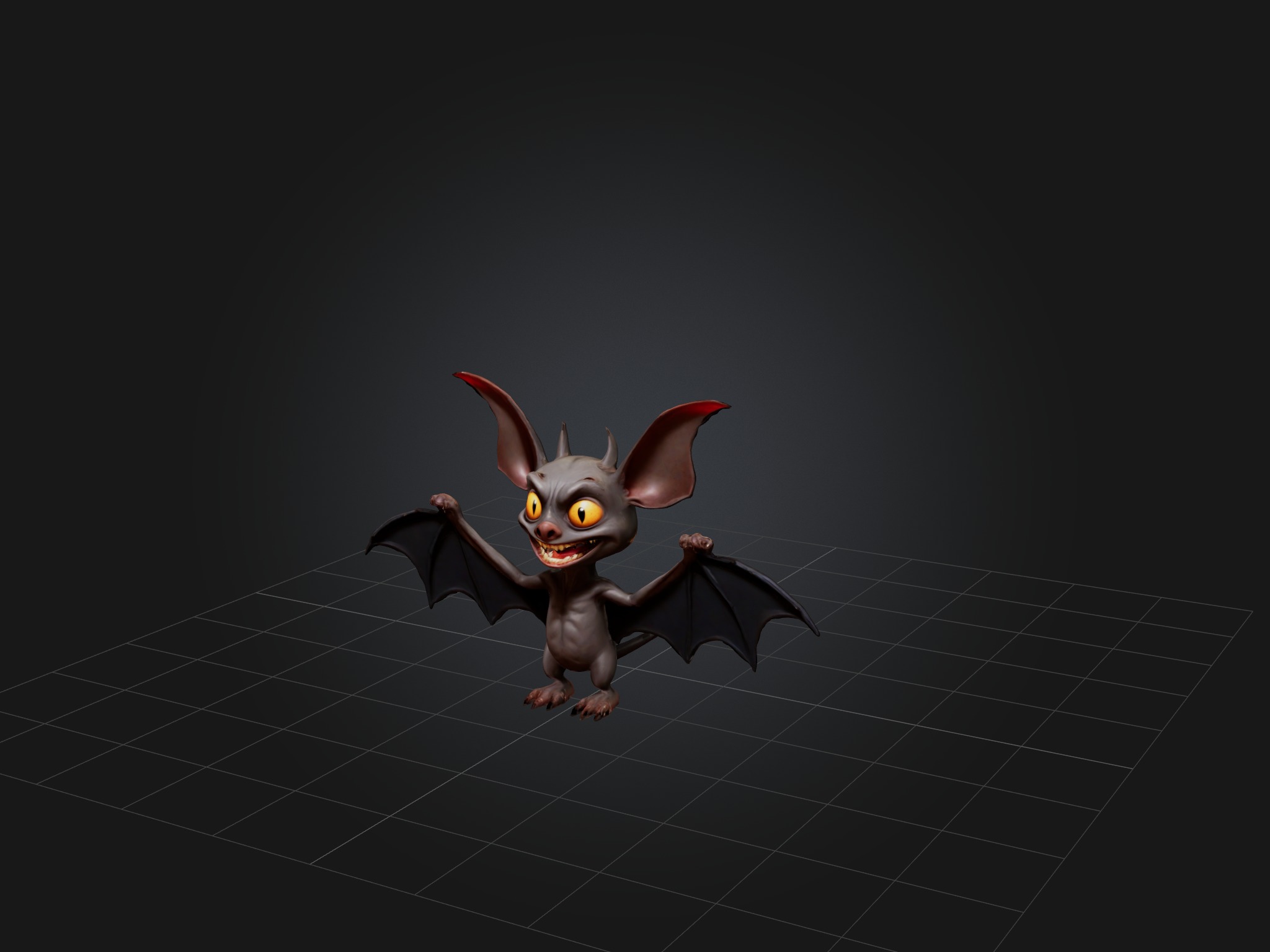 Cartoon Vampire Bat Low-poly 3D model_1