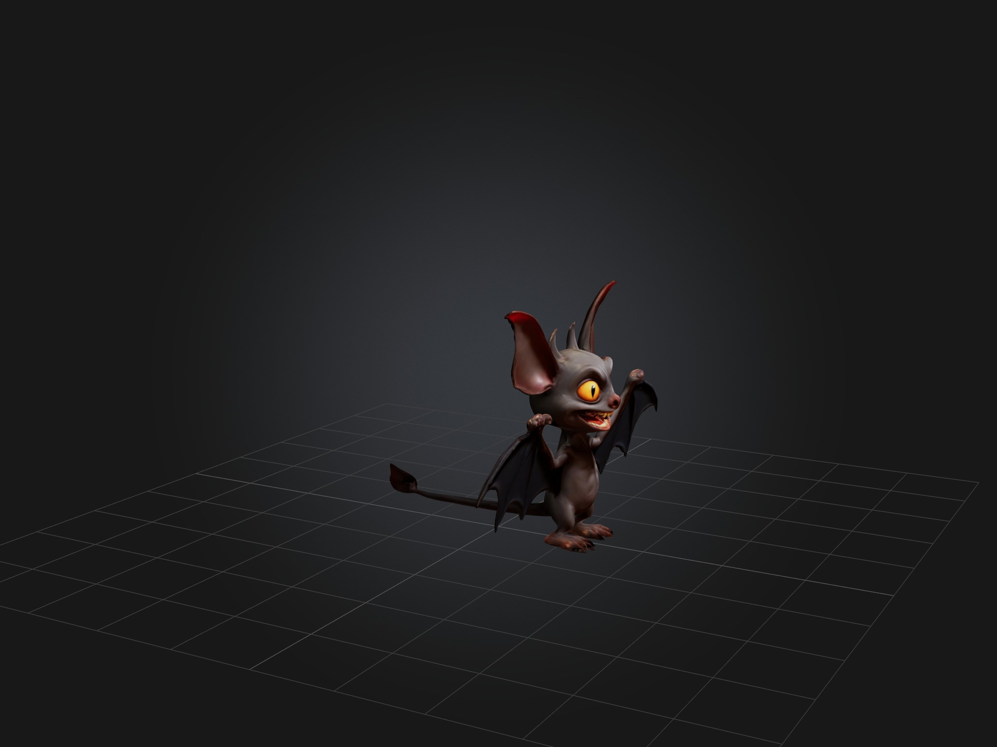 Cartoon Vampire Bat Low-poly 3D model_7