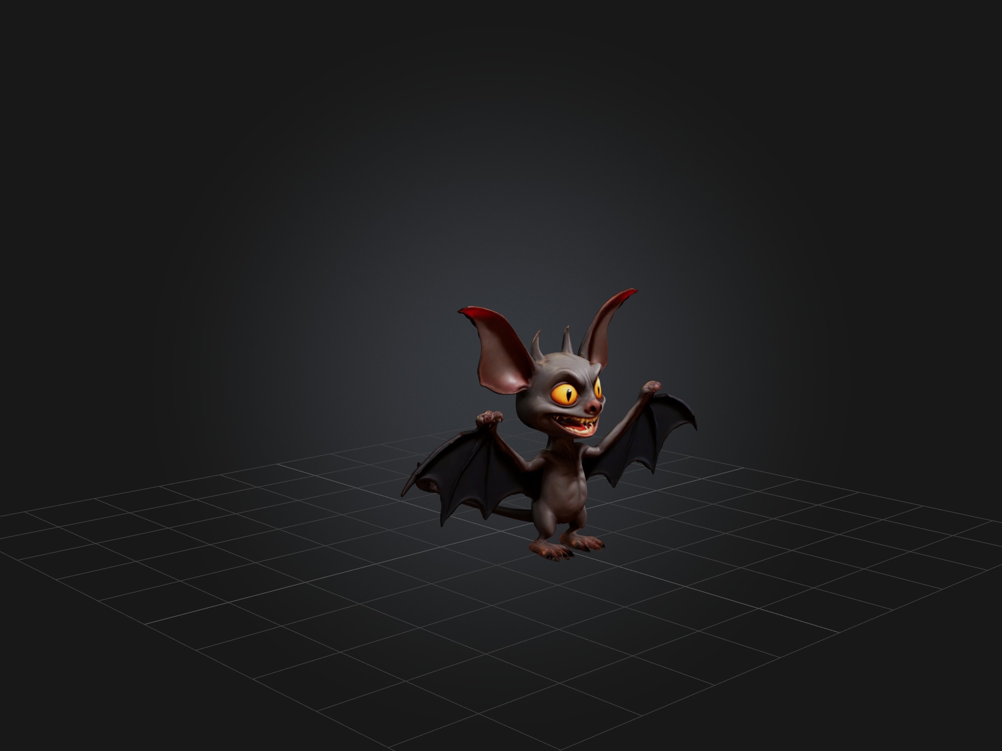 Cartoon Vampire Bat Low-poly 3D model_6