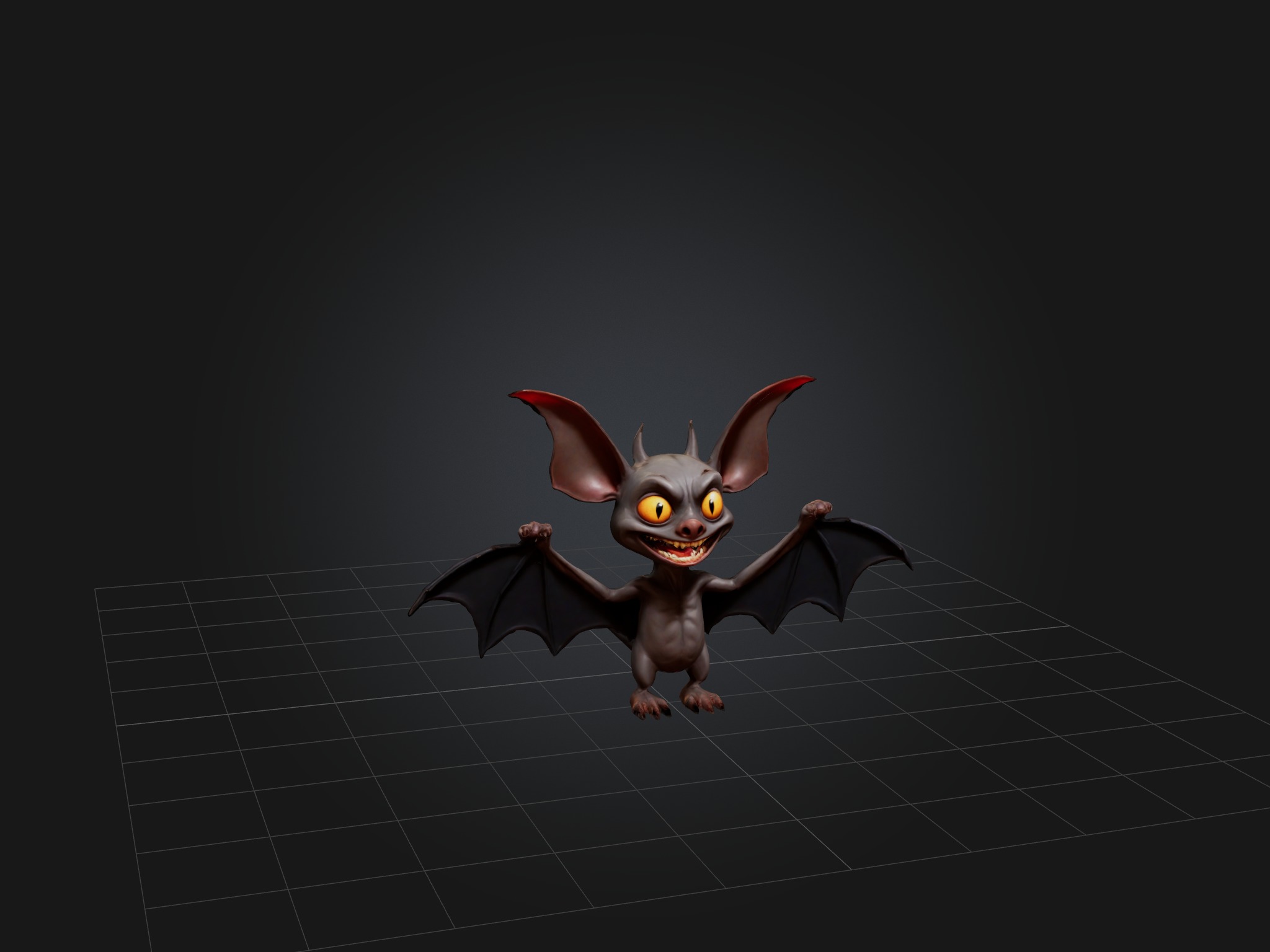 Cartoon Vampire Bat Low-poly 3D model_5