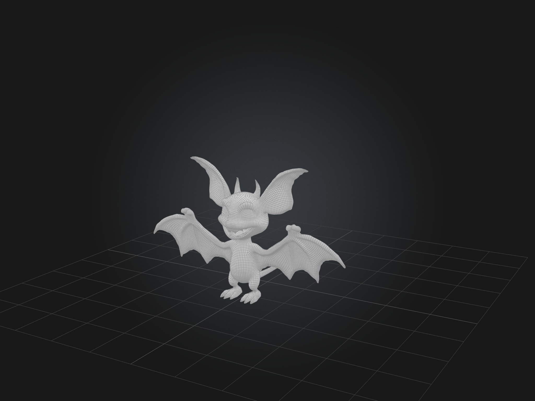 Cartoon Vampire Bat Low-poly 3D model_2