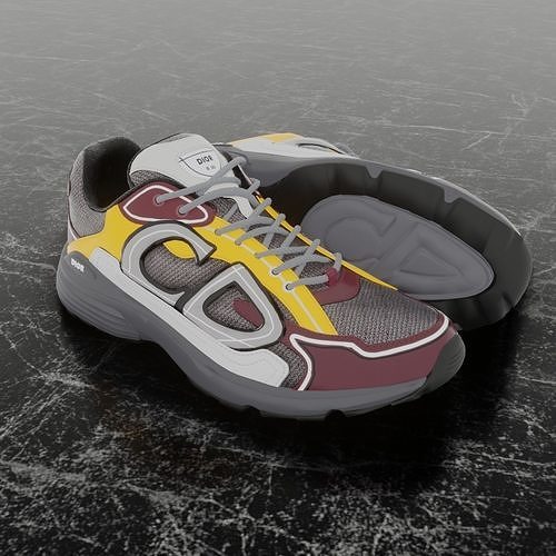 CHRISTIAN DIOR B30 3D SHOES - RED - YELLOW 3D model