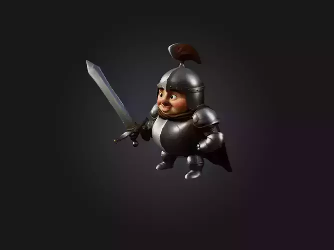 Cartoon Knight Low-poly 3D model
