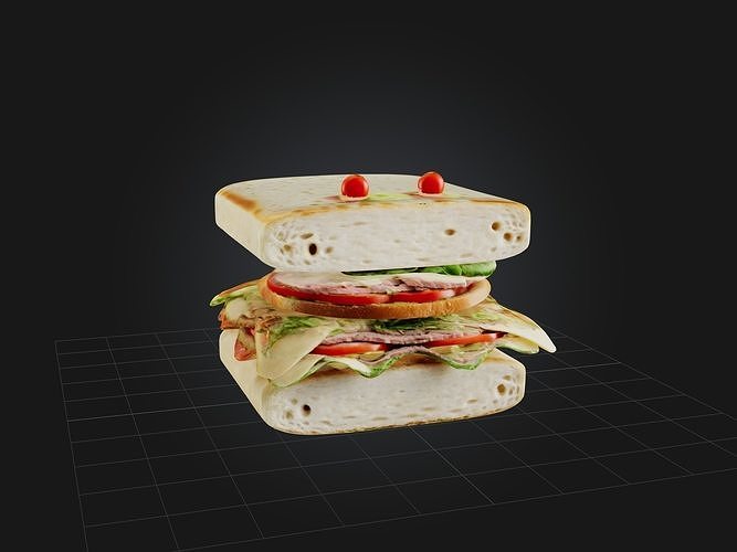 Cartoon Sandwich Low-poly 3D model 6