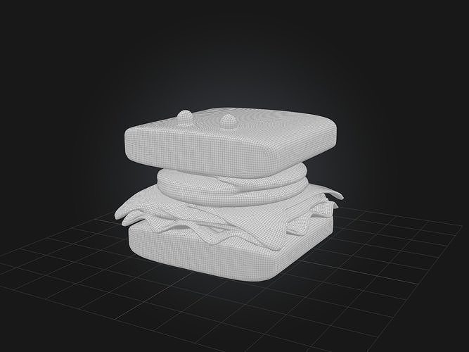 Cartoon Sandwich Low-poly 3D model 3