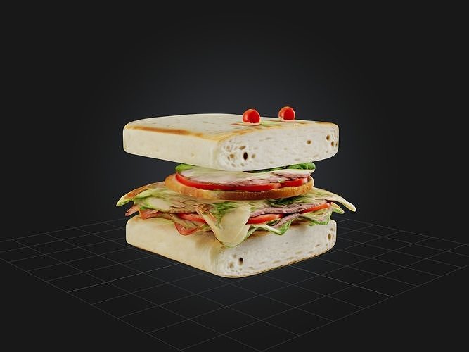 Cartoon Sandwich Low-poly 3D model 7