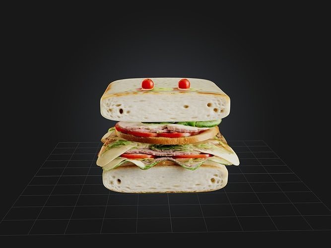 Cartoon Sandwich Low-poly 3D model 5