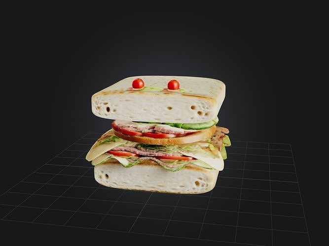 Cartoon Sandwich Low-poly 3D model 4