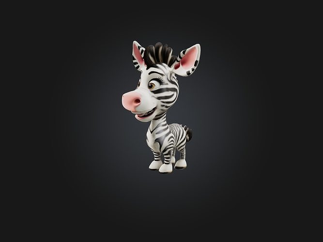 Cartoon Zebra Low-poly 3D model