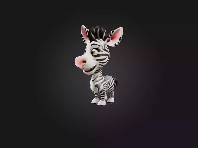 Cartoon Zebra Low-poly 3D model