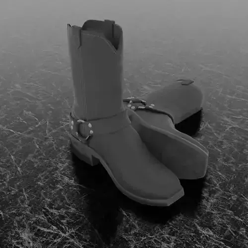 BLACK LEATHER WOMENS FLAT BLACK 3D BOOTS