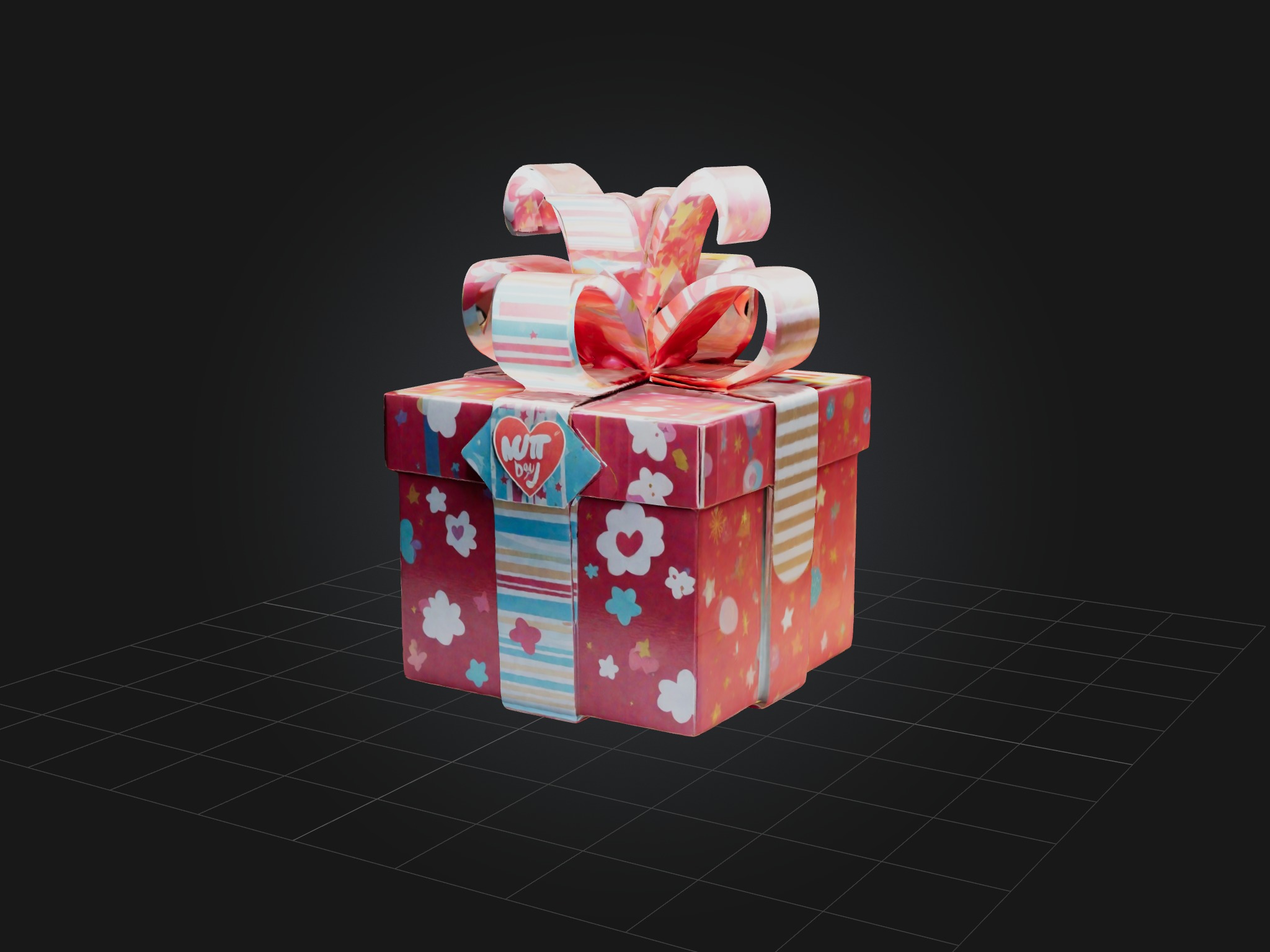 Cartoon Gift Box Low-poly 3D model_1