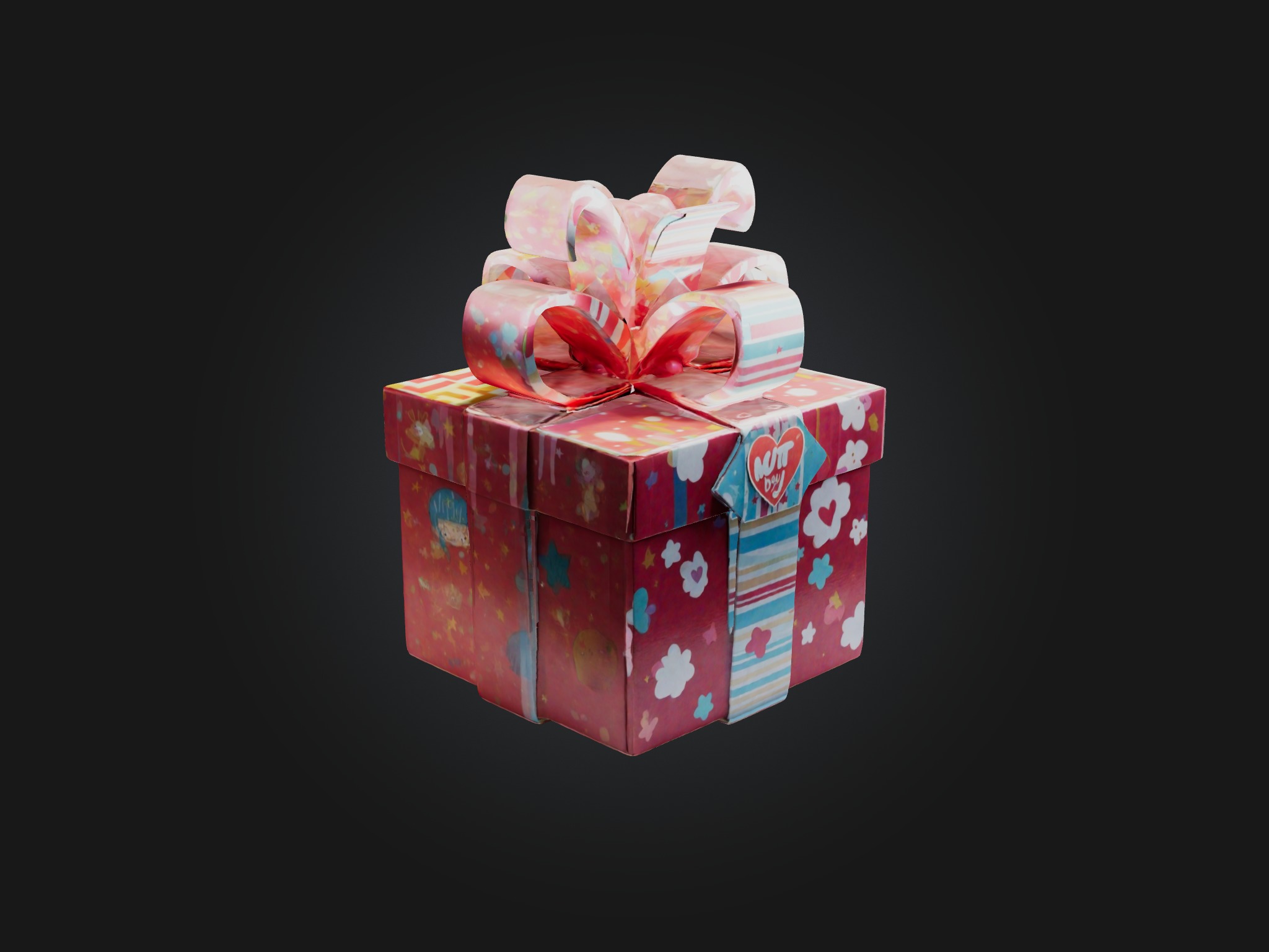 Cartoon Gift Box Low-poly 3D model_7