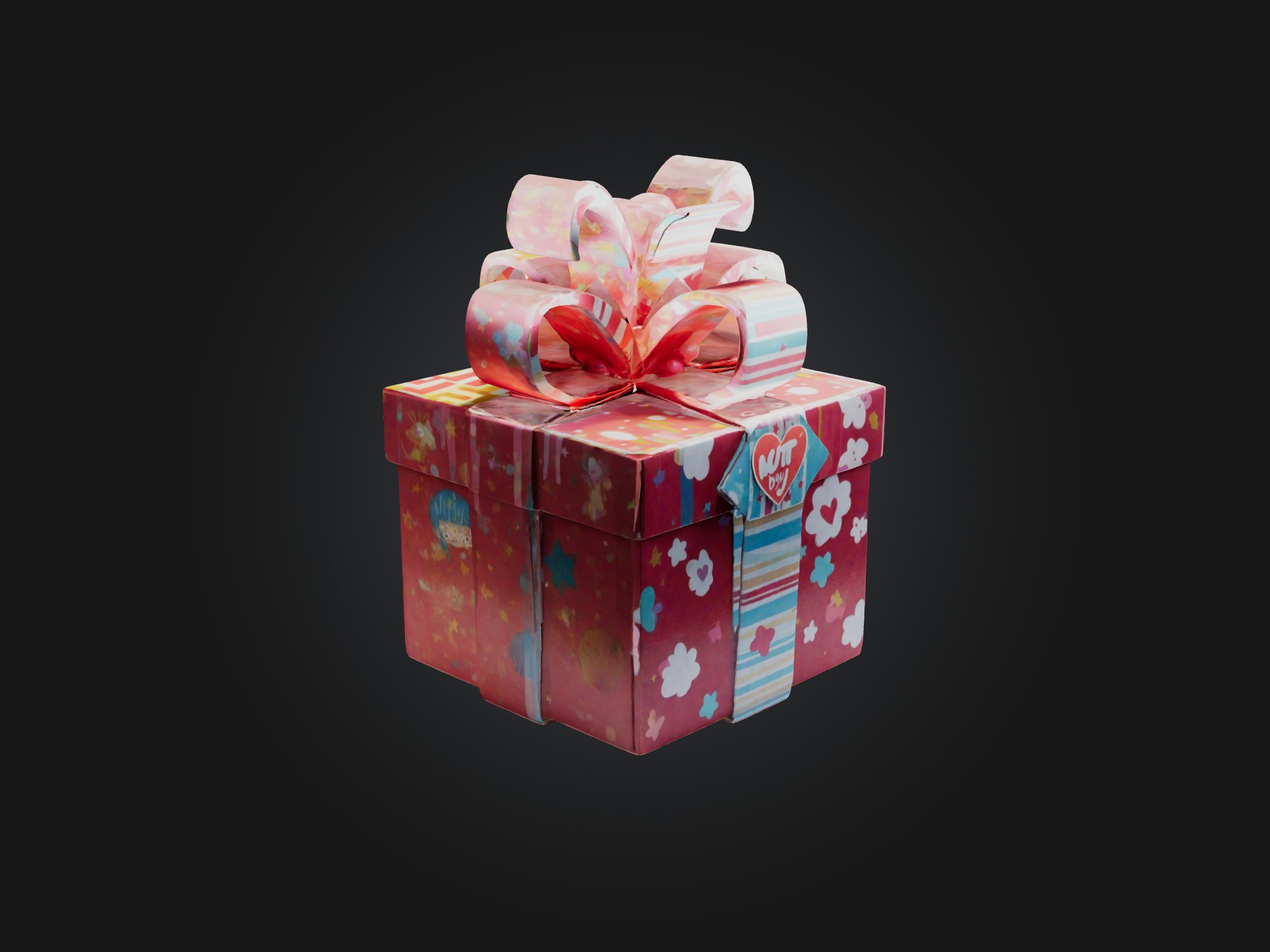 Cartoon Gift Box Low-poly 3D model_8