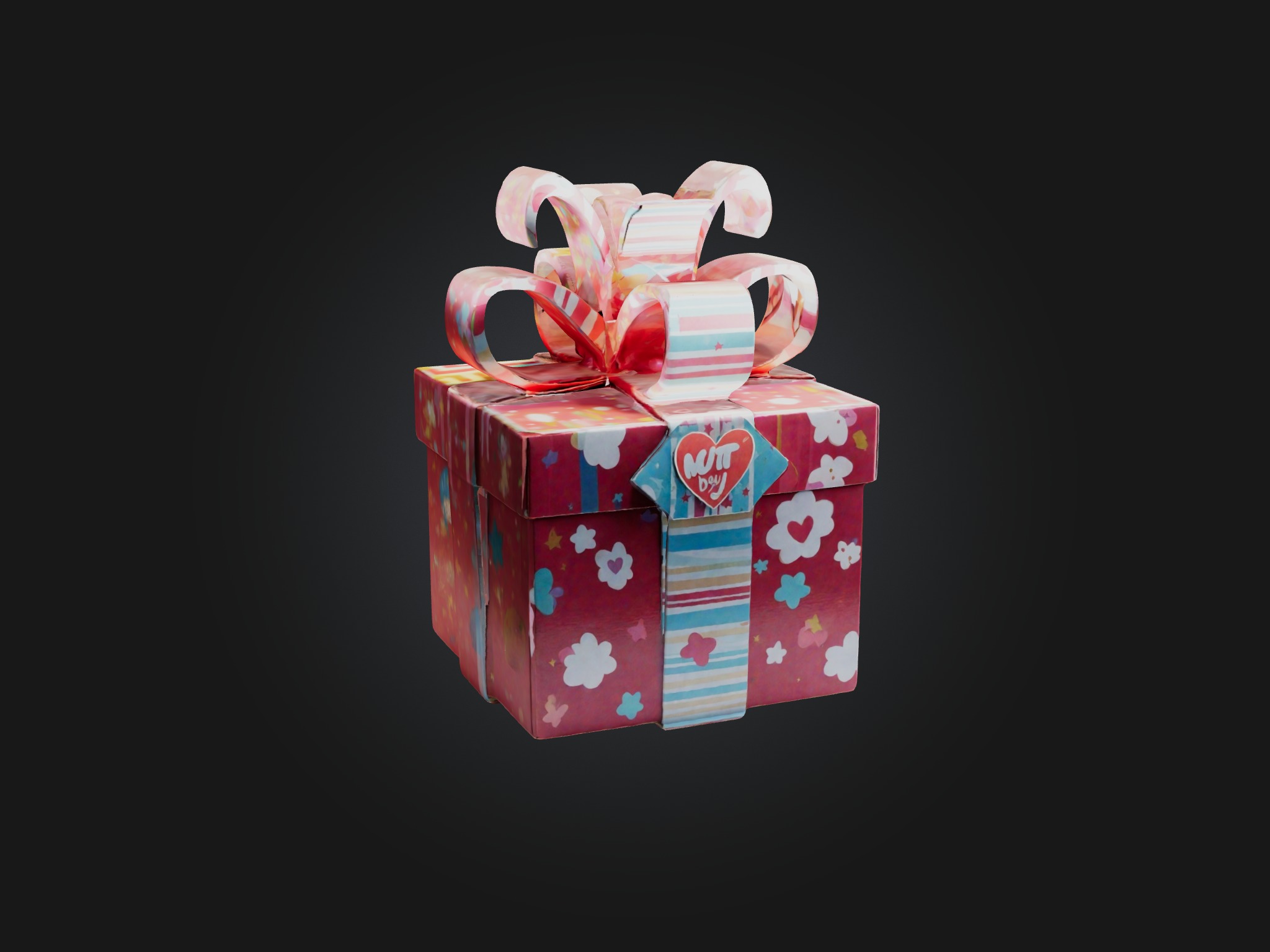 Cartoon Gift Box Low-poly 3D model_6