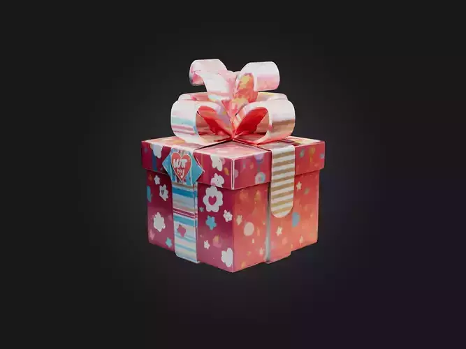 Cartoon Gift Box Low-poly 3D model