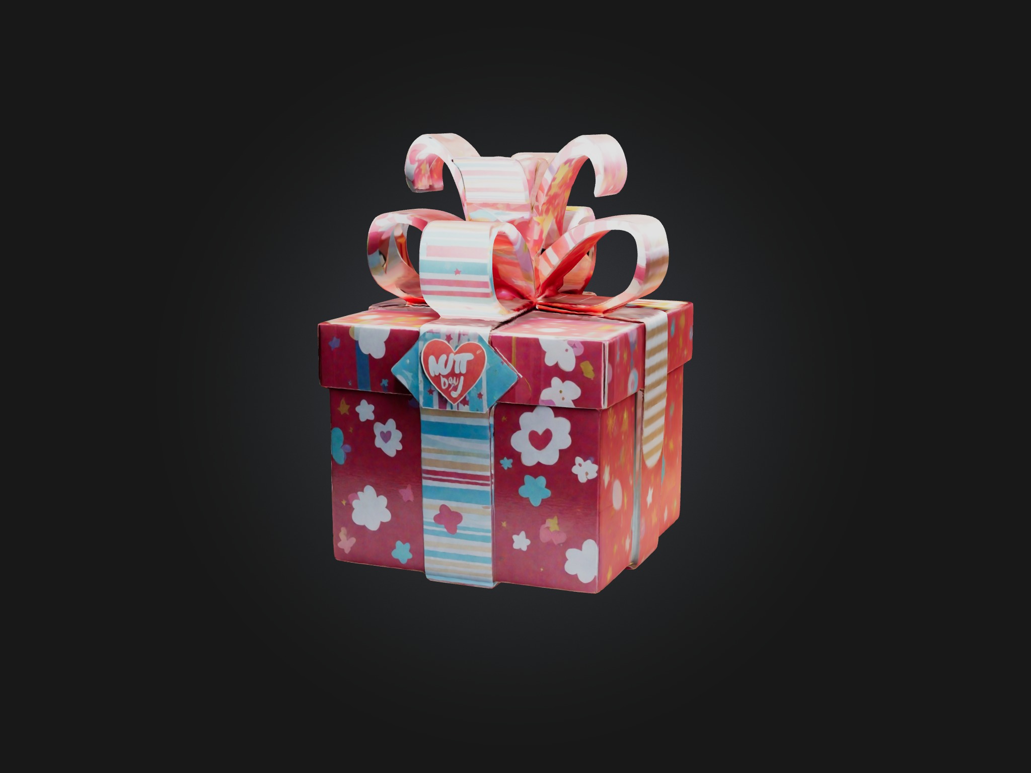 Cartoon Gift Box Low-poly 3D model_3