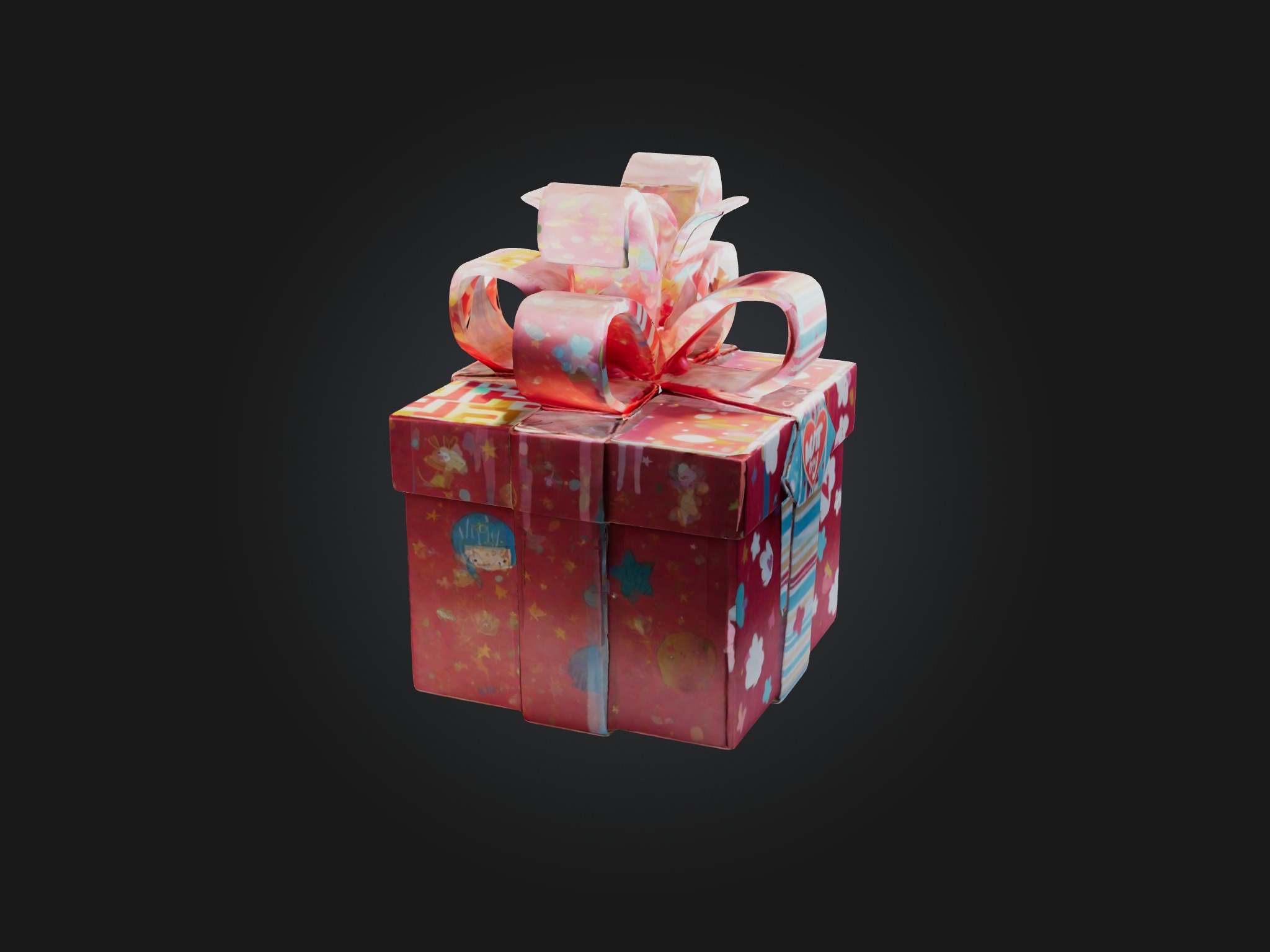 Cartoon Gift Box Low-poly 3D model_4