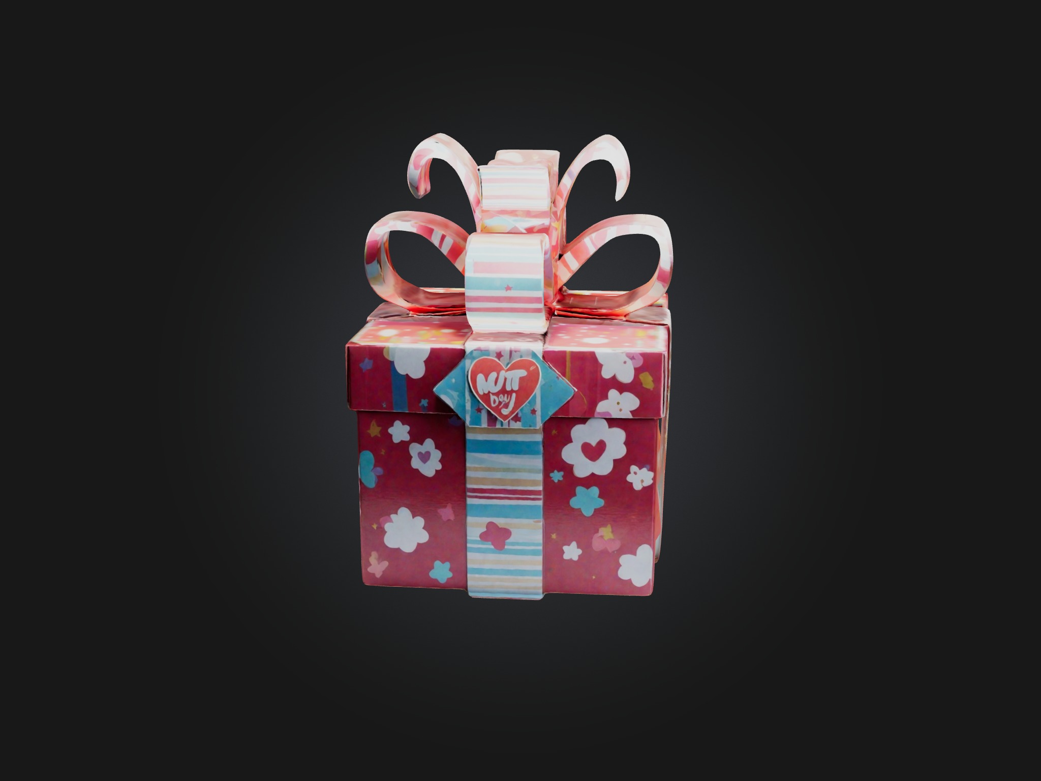 Cartoon Gift Box Low-poly 3D model_5