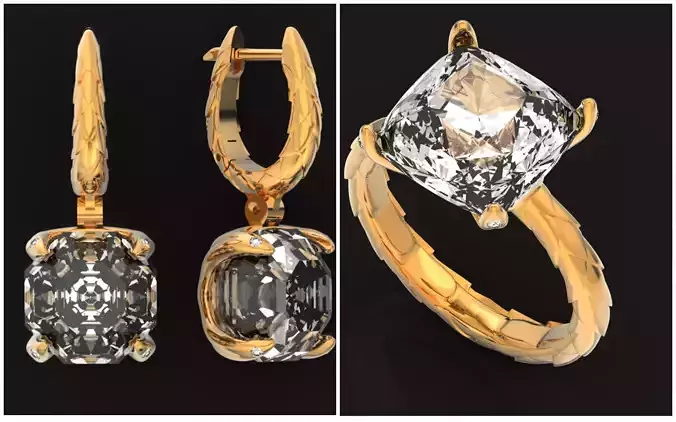 set Carrera earring and ring and diamonds 1450