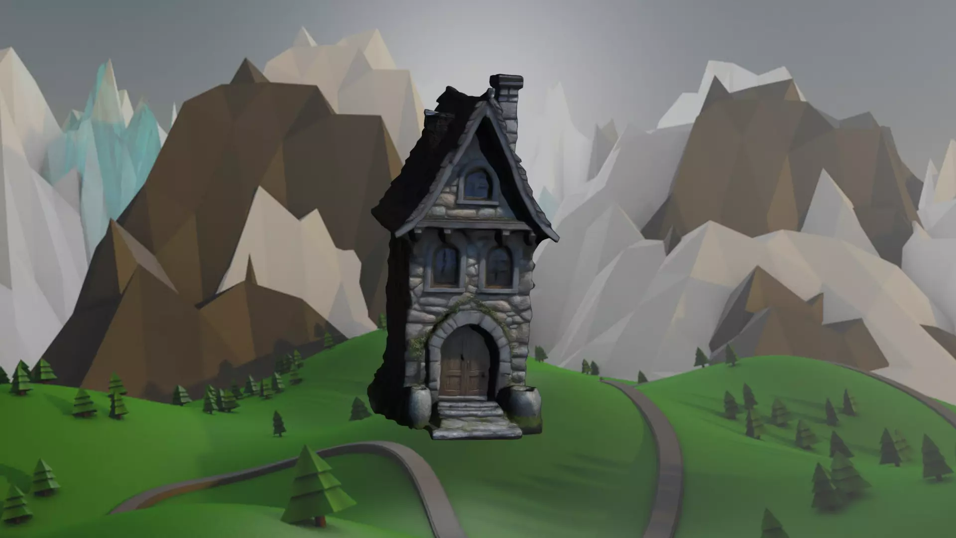 Medival Stylized Tall House Free low-poly 3D model