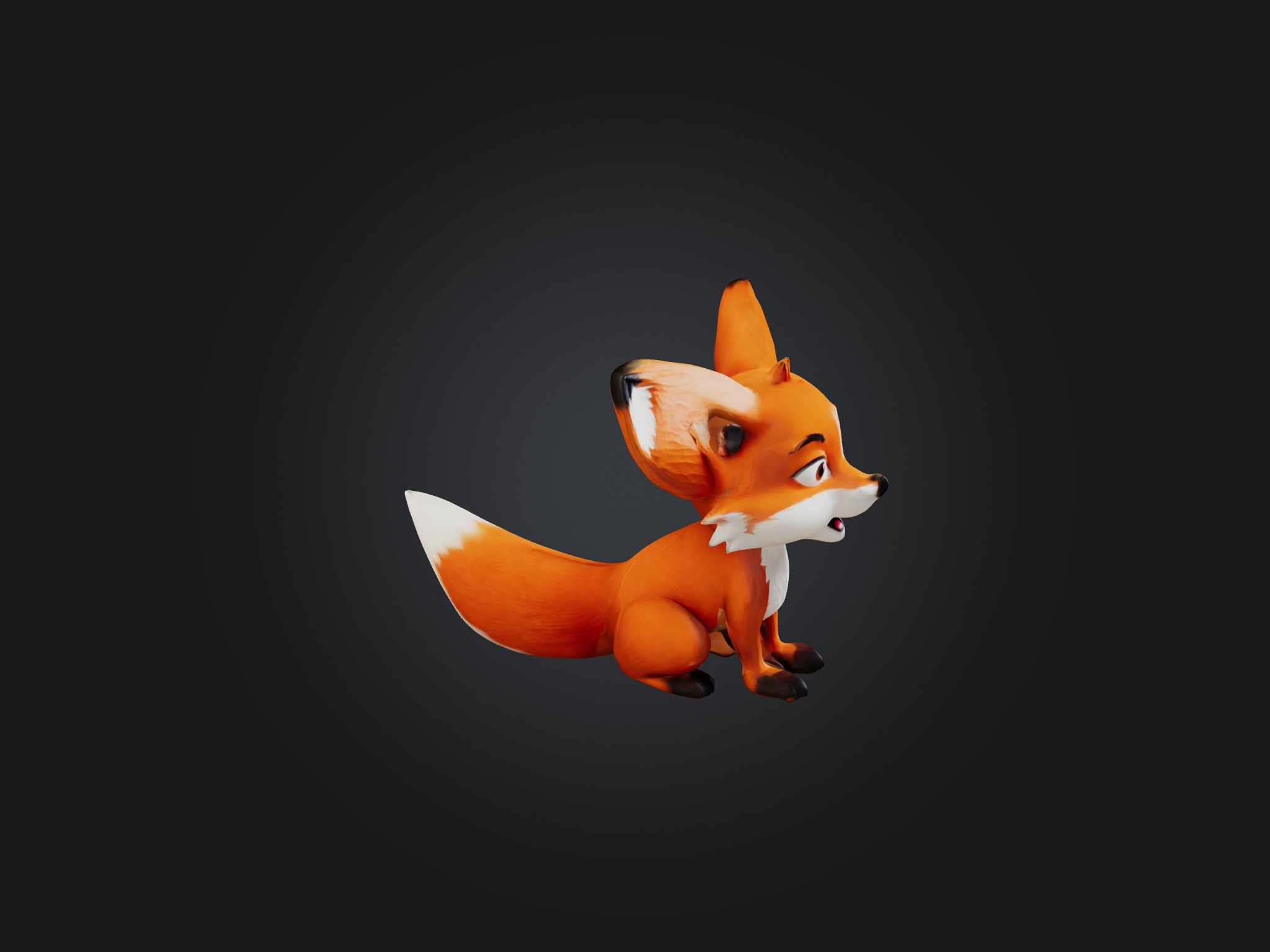 Cartoon Fox Low-poly 3D model_8