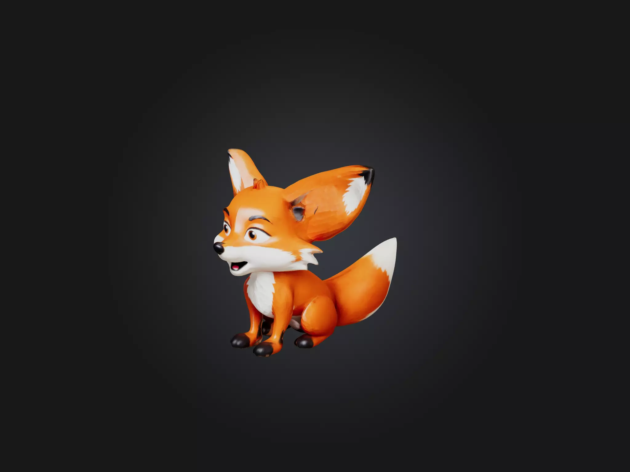 Cartoon Fox Low-poly 3D model_0