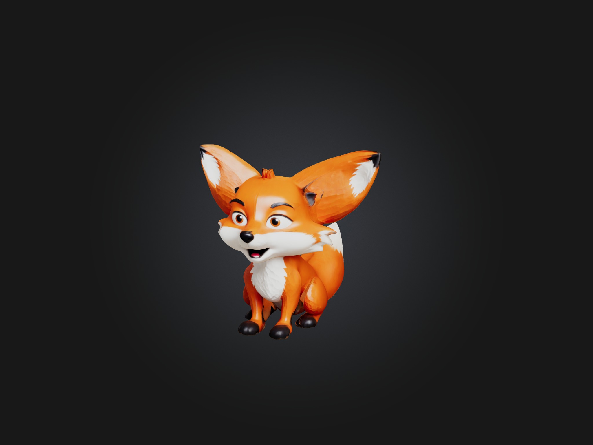 Cartoon Fox Low-poly 3D model_3