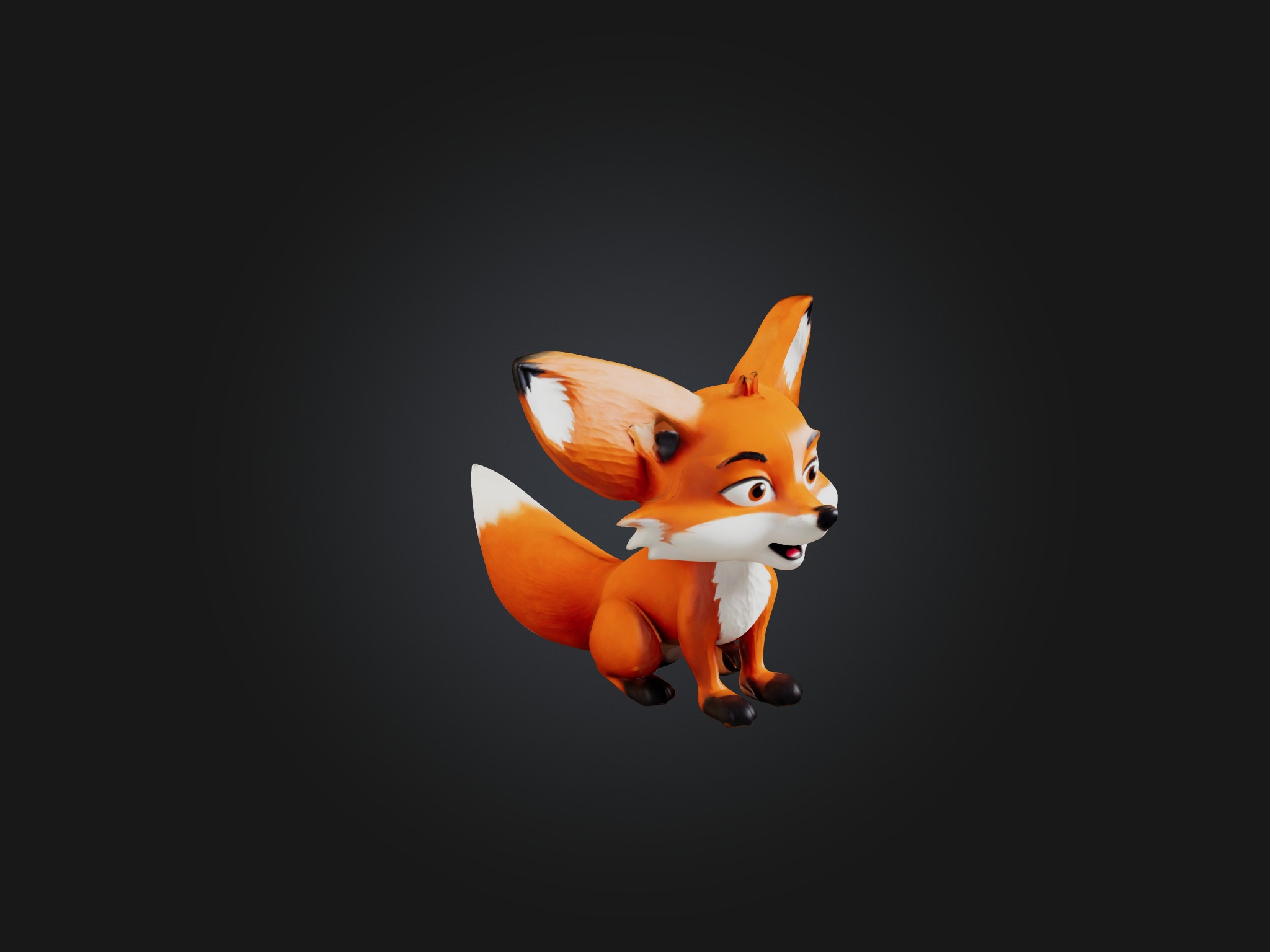 Cartoon Fox Low-poly 3D model_7