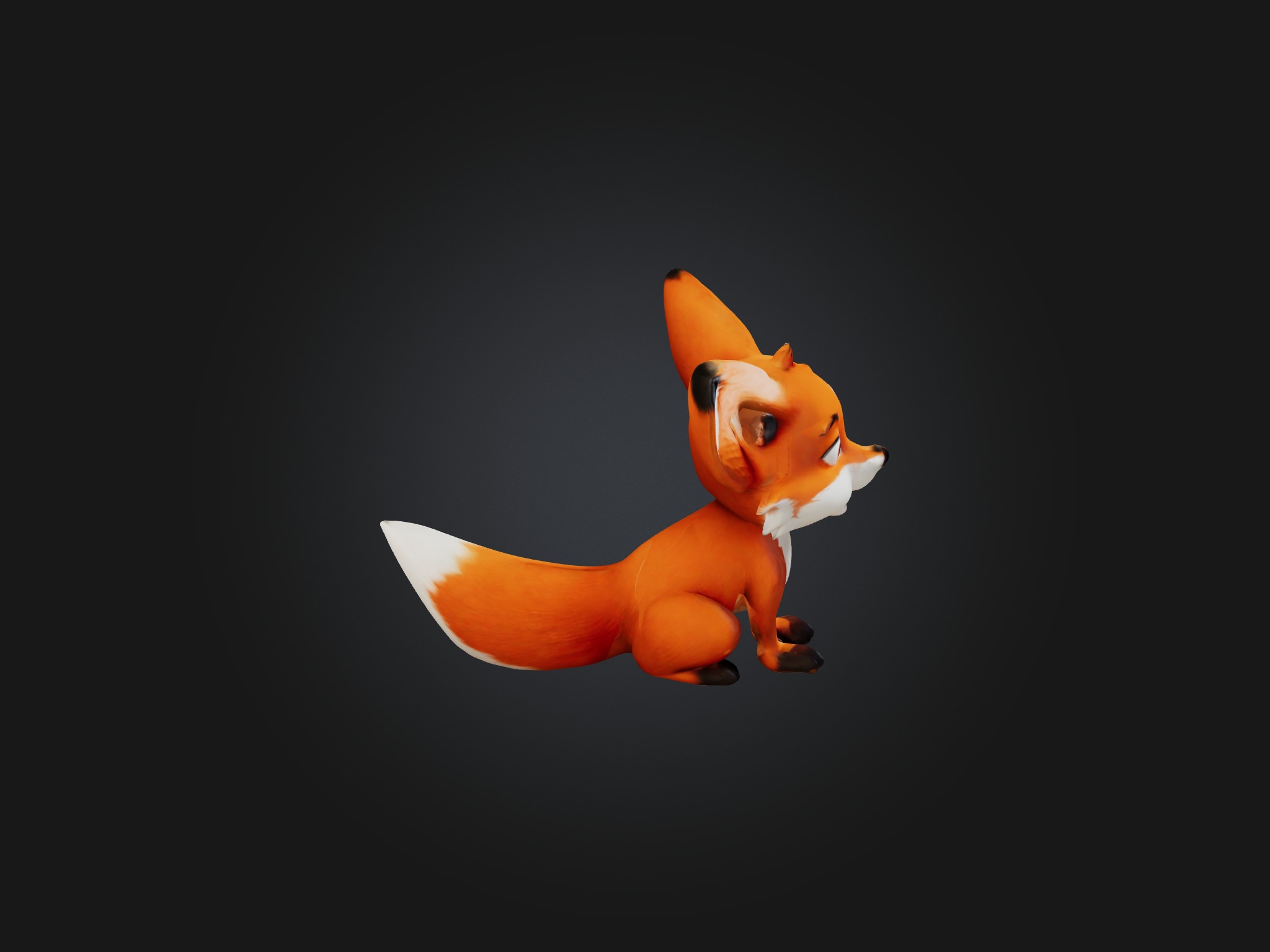 Cartoon Fox Low-poly 3D model_4