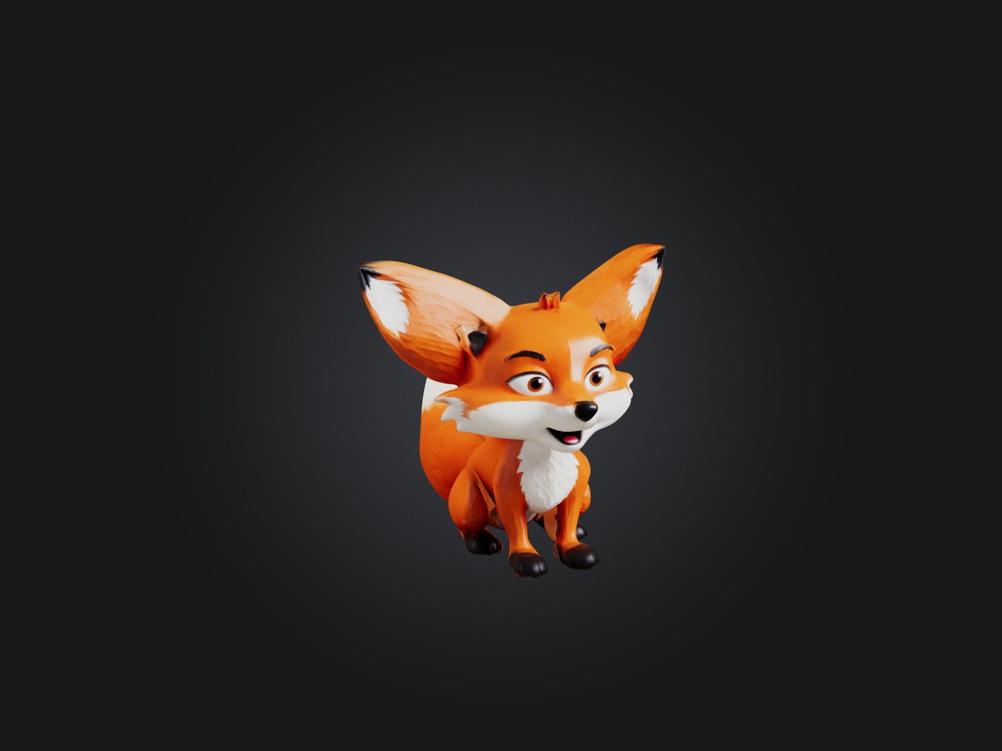 Cartoon Fox Low-poly 3D model_6