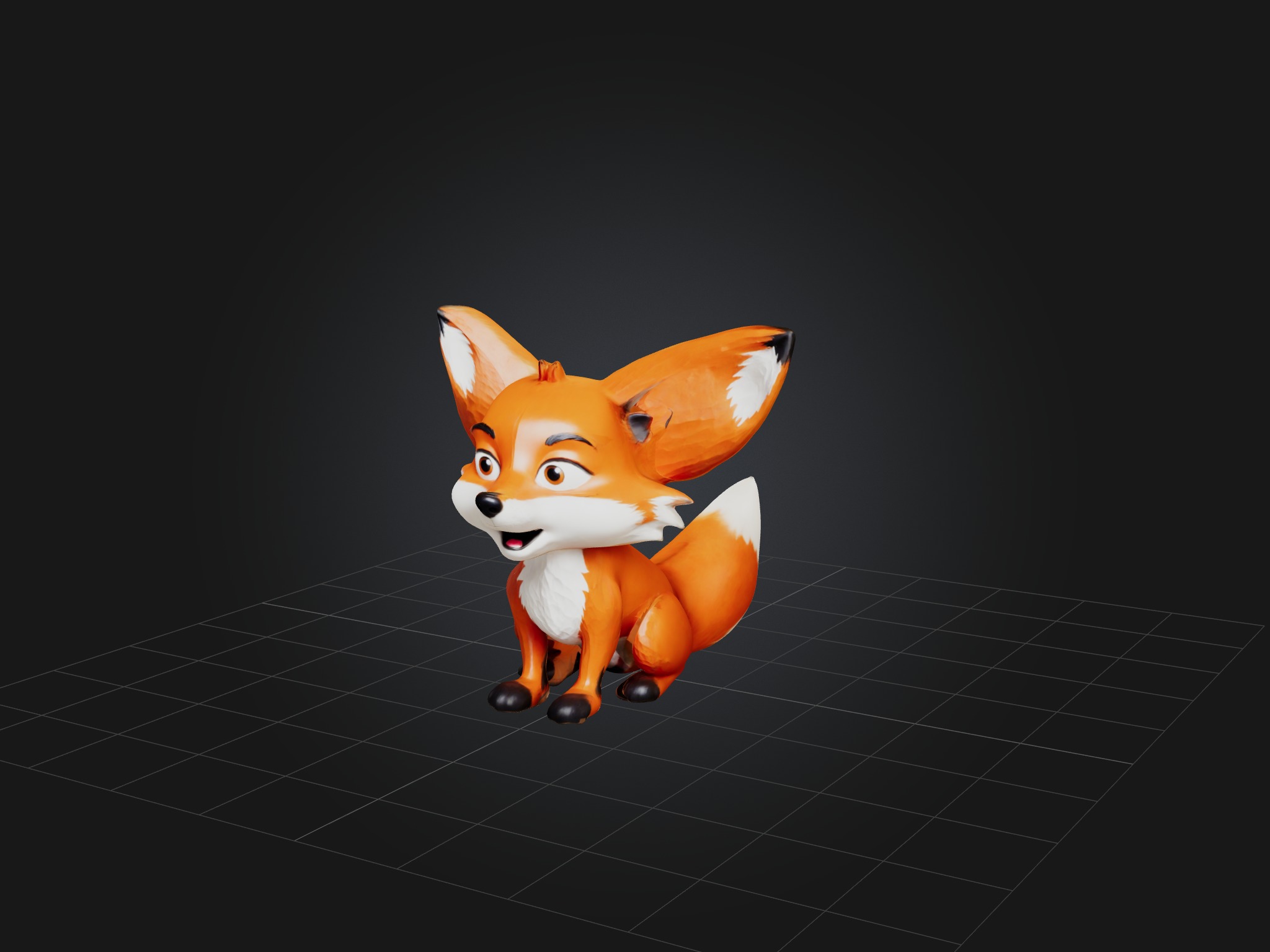 Cartoon Fox Low-poly 3D model_1
