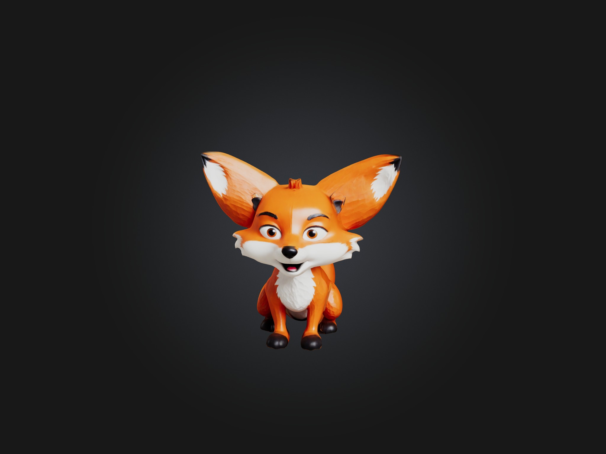 Cartoon Fox Low-poly 3D model_5