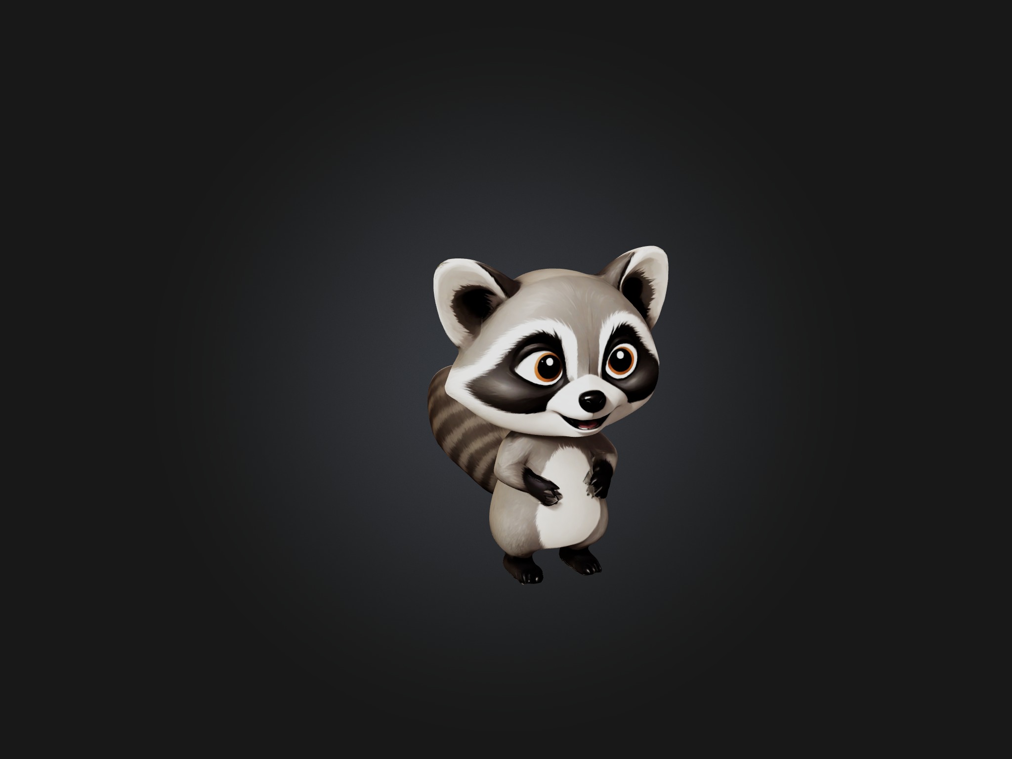 Cartoon Raccoon Low-poly 3D model_6