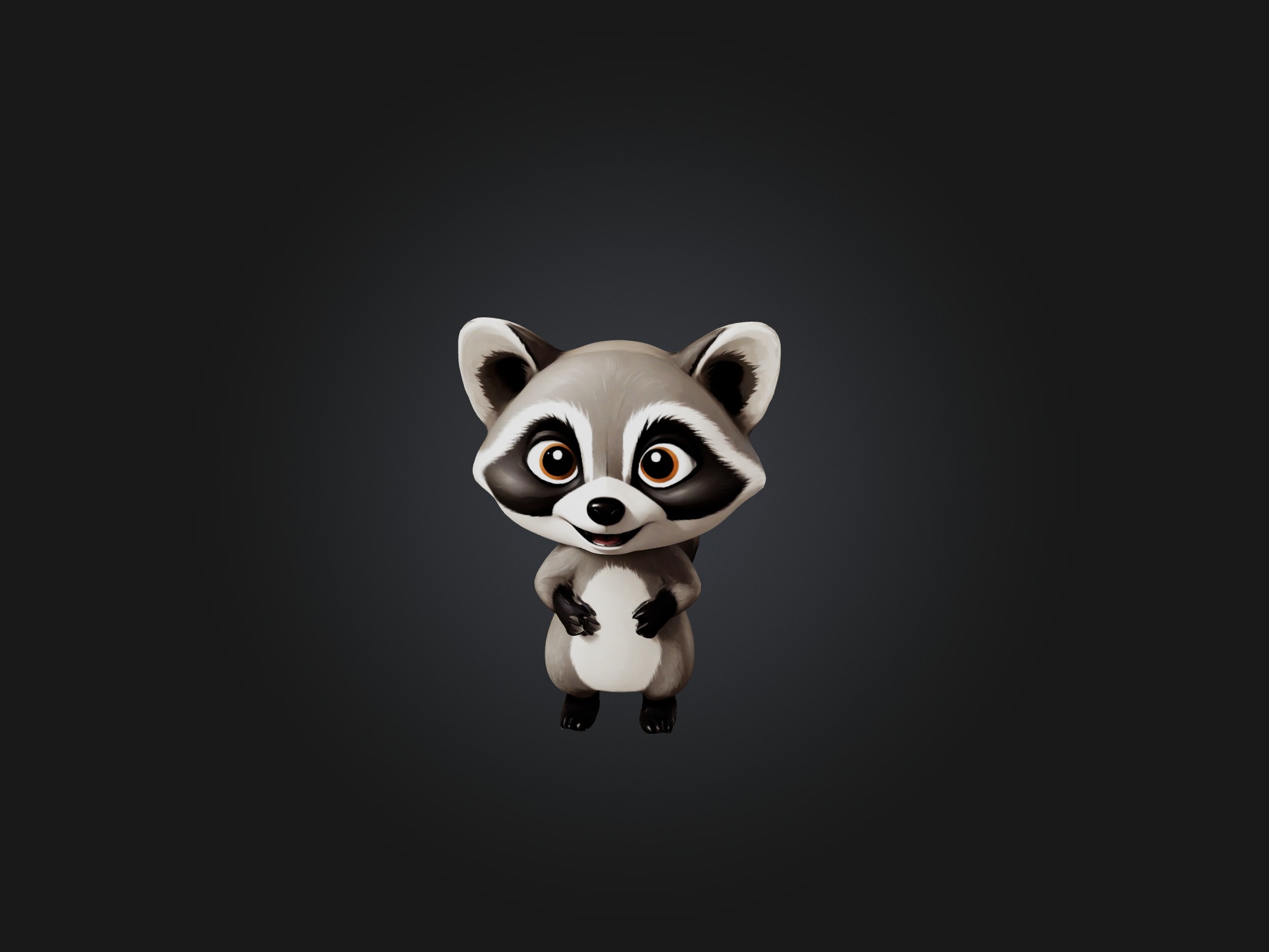 Cartoon Raccoon Low-poly 3D model_5