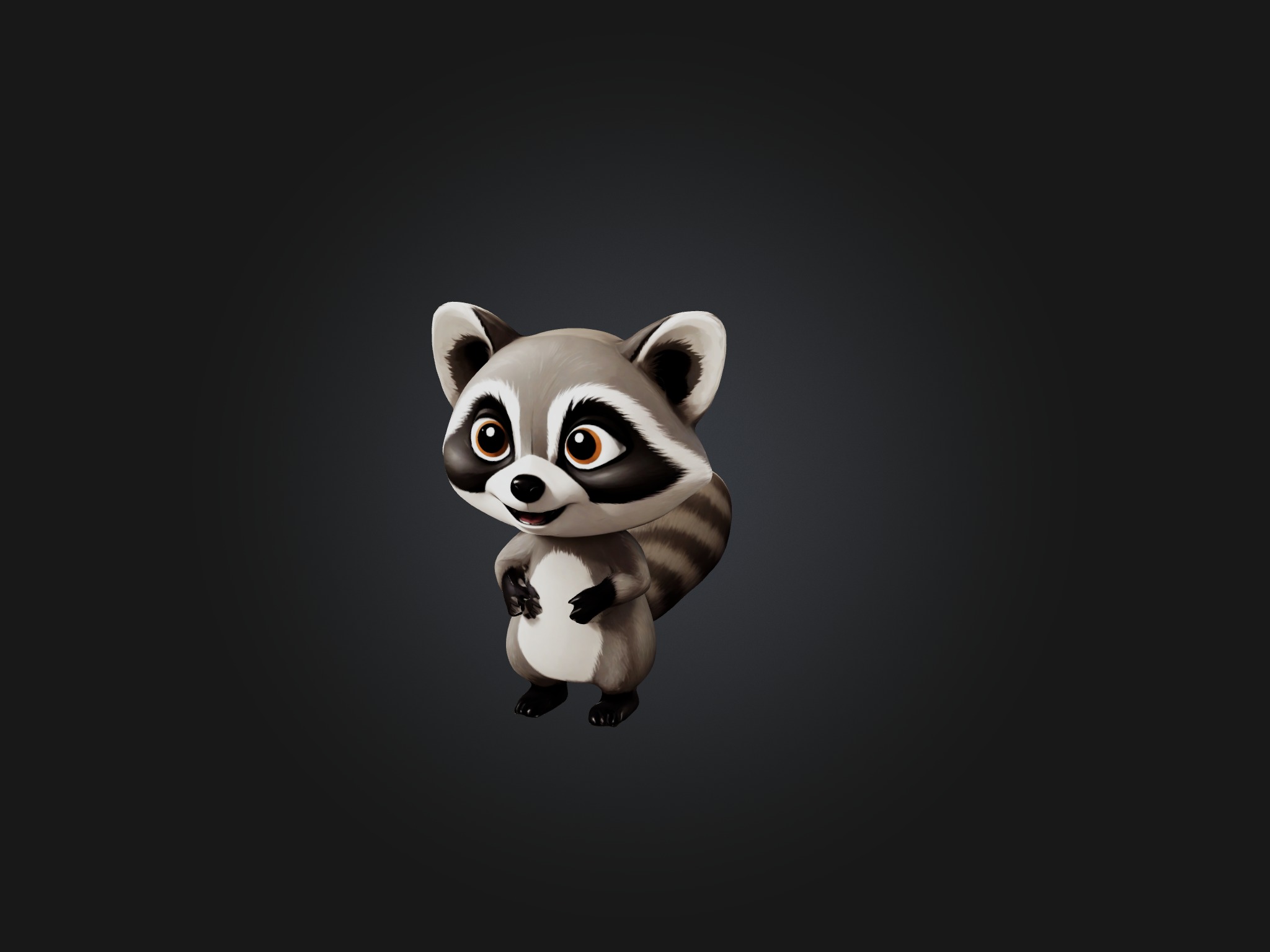 Cartoon Raccoon Low-poly 3D model_3