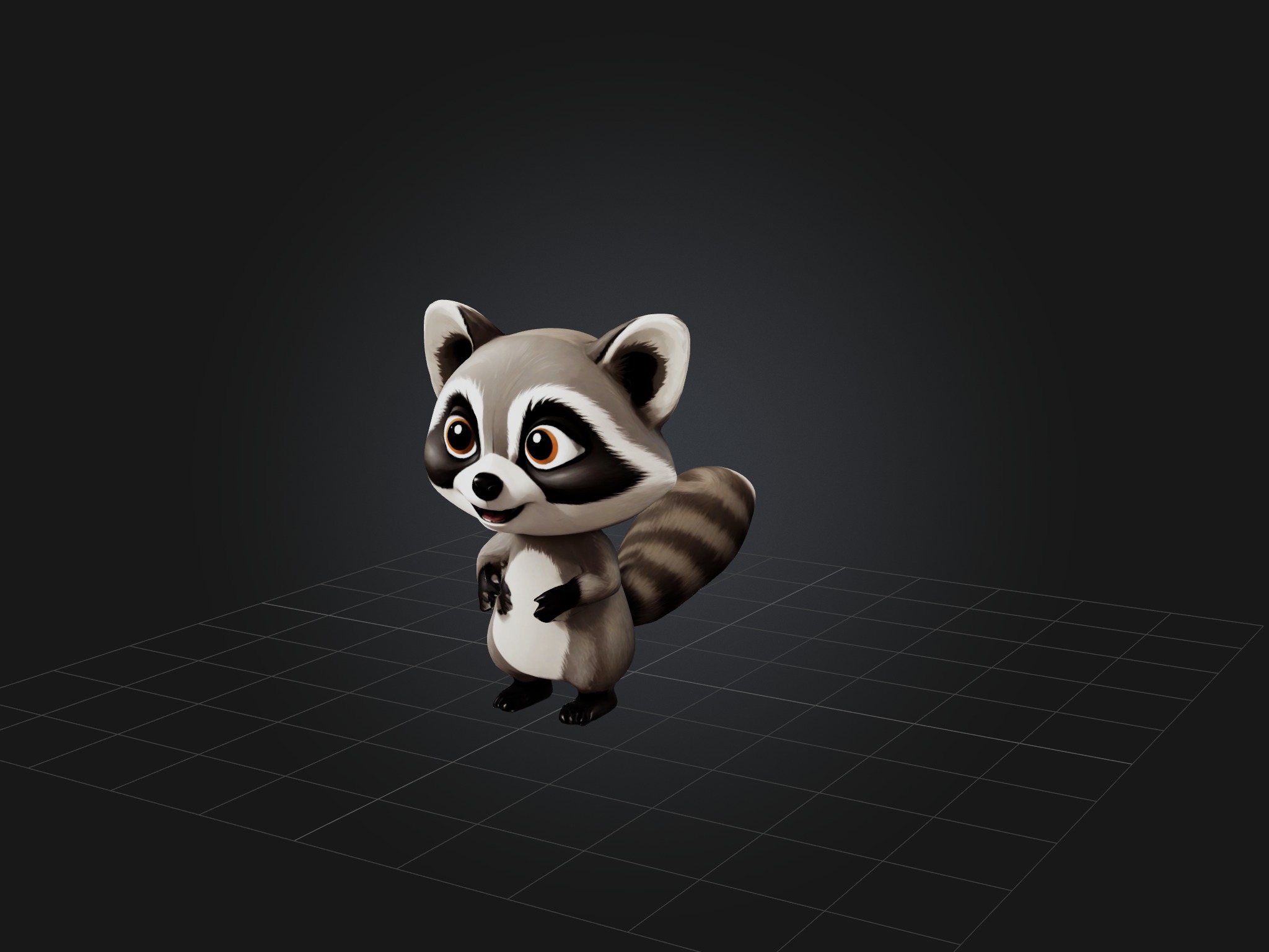 Cartoon Raccoon Low-poly 3D model_1