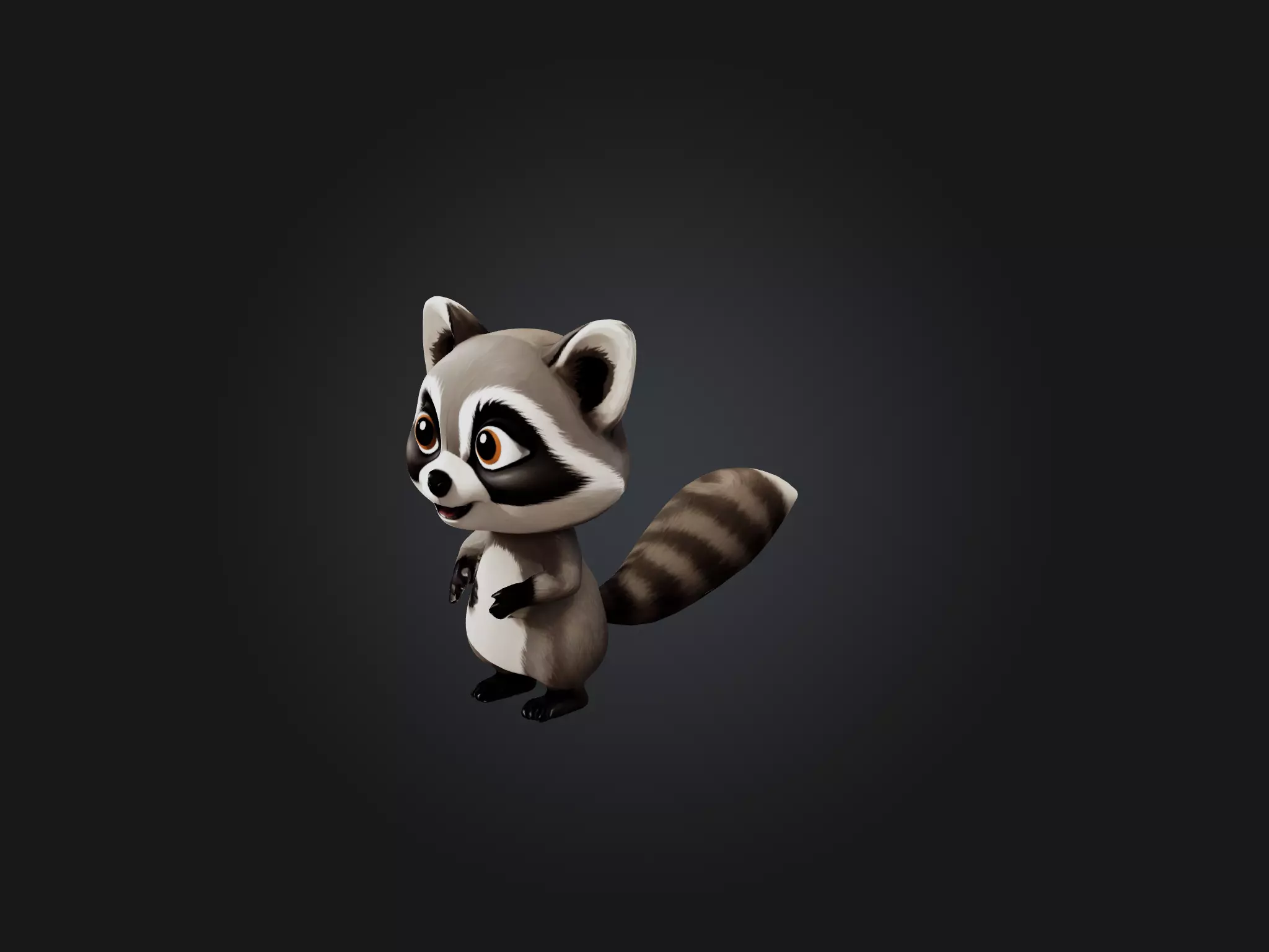 Cartoon Raccoon Low-poly 3D model_0